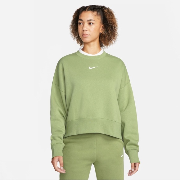 Nike Sweaters - Nike phoenix fleece oversized crewneck Olive Green